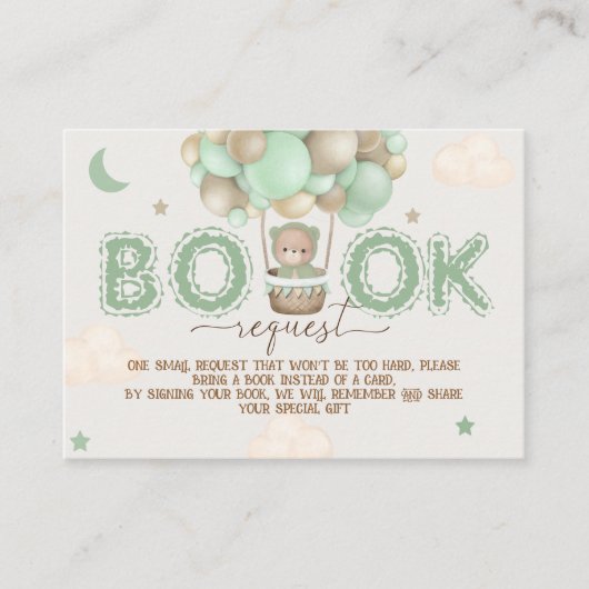 Teddy Bear Boeken voor Baby Baby shower Informatiekaartje (Voorkant)