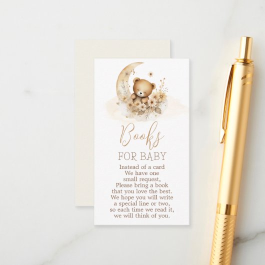 Teddy Bear Boeken voor Baby Boy Kaart (Voorkant / Achterkant in situ)
