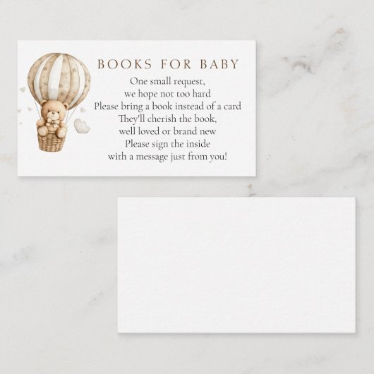 Teddy Bear Boeken voor Baby Informatiekaartje (Voorkant / Achterkant)