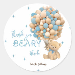 Teddy Bear Boho Baby Jongens Baby Shower Bedankt Ronde Sticker