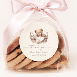 Teddy Bear Boho Baby shower Dank je wel Favor Ronde Sticker