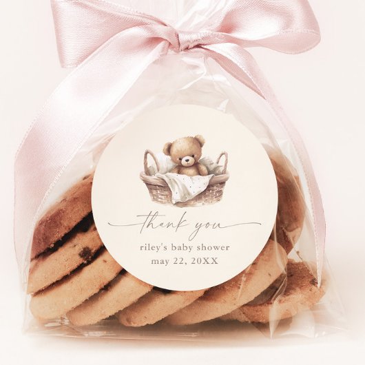 Teddy Bear Boho Baby shower Dank je wel Favor Ronde Sticker