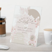 Teddy Bear Boho baby shower Pacifier Hunt game Reclamebord Met Voetstuk (Insitu)