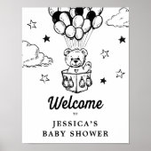 Teddy Bear Boho Baby shower Welkomstteken Poster (Voorkant)