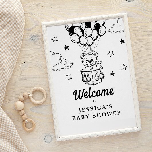Teddy Bear Boho Baby shower Welkomstteken Poster