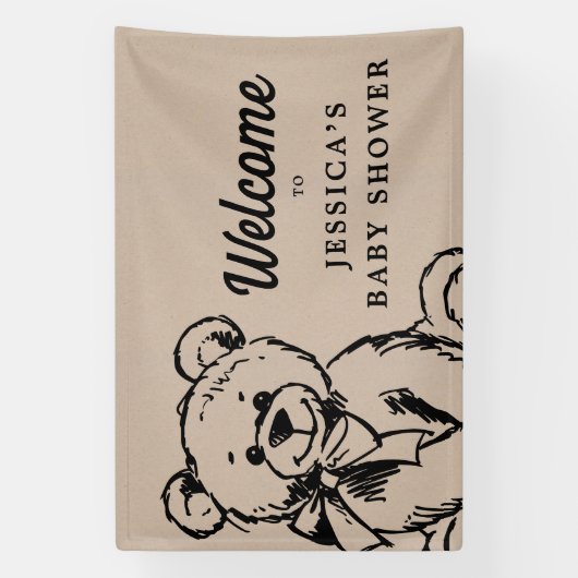 Teddy Bear Boho Baby shower Welkomstteken Spandoek (Verticaal)
