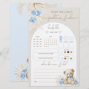 Teddy Bear Boho Blauw Baby shower Voorspellingsspe