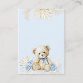 Teddy Bear Boho Blue Boy Baby shower Boekaanvraag Informatiekaartje (Achterkant)