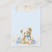 Teddy Bear Boho Blue Boy Baby shower Luier Raffle Informatiekaartje (Achterkant)