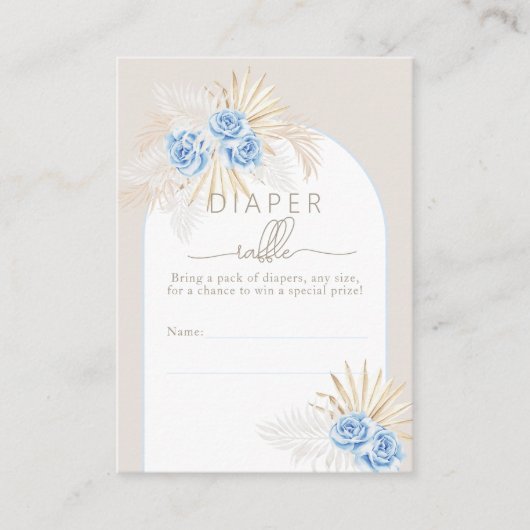 Teddy Bear Boho Blue Boy Baby shower Luier Raffle Informatiekaartje (Voorkant)