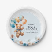 Teddy Bear Boho Boy Baby shower Papieren Bordje (Voorkant)