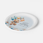 Teddy Bear Boho Boy Baby shower Papieren Bordje (Gekanteld)