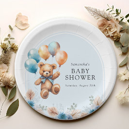 Teddy Bear Boho Boy Baby shower Papieren Bordje