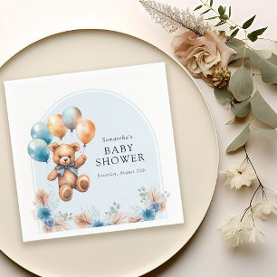 Teddy Bear Boho Boy Baby shower Servet