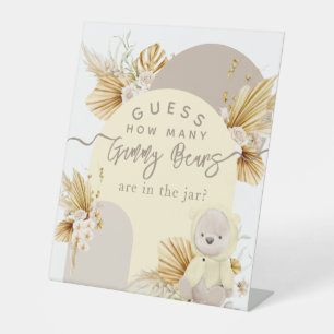 Teddy Bear Boho Girl Baby shower Gummy beren game Reclamebord Met Voetstuk