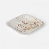 Teddy Bear Boho luchtballon Geslacht onthullen Papieren Bordje (Gebogen)