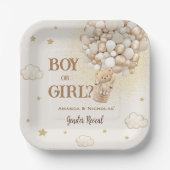 Teddy Bear Boho luchtballon Geslacht onthullen Papieren Bordje (Voorkant)