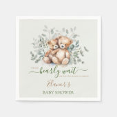 Teddy Bear Boho Twins Genderneutraal Baby shower Servet (Voorkant)
