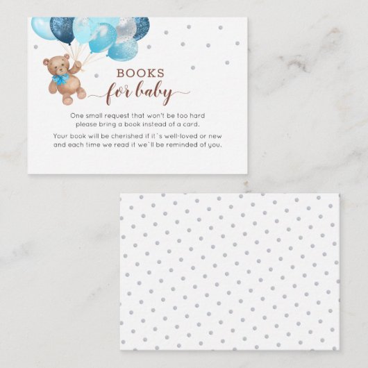 Teddy Bear Book Request Baby shower Enclosure Informatiekaartje (Voorkant / Achterkant)