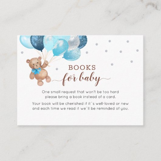Teddy Bear Book Request Baby shower Enclosure Informatiekaartje (Voorkant)