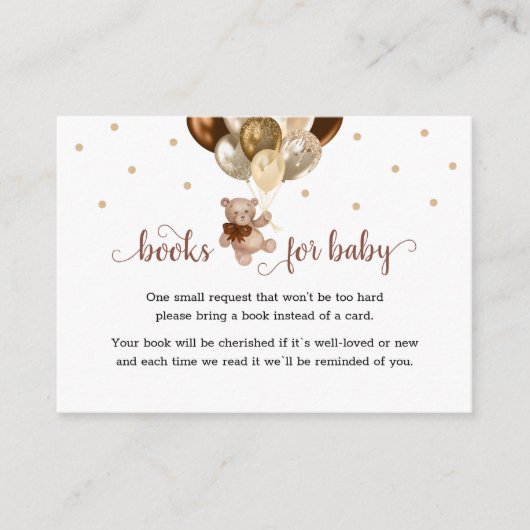 Teddy Bear Book Request Baby shower Enclosure Informatiekaartje (Voorkant)
