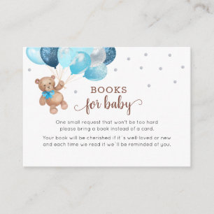 Teddy Bear Book Request Baby shower Enclosure Informatiekaartje