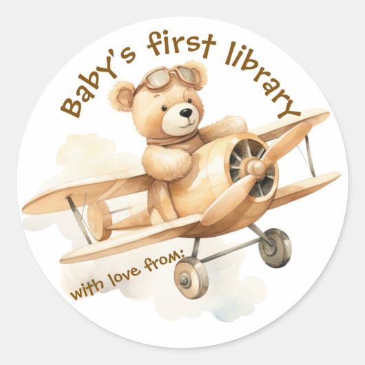 Teddy Bear Bookplate Baby shower Book Label (Voorkant)