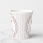 Teddy Bear Bow Vintage Baby Shower Papieren Bekers (Rechts)