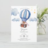 Teddy Bear Boy 1st Birthday Uitnodiging (Staand voorkant)