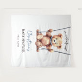 Teddy Bear Boy Baby shower Achtergrond Wandkleed (Voorkant (horizontaal))
