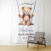 Teddy Bear Boy Baby shower Achtergrond Wandkleed (In situ)