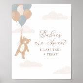 Teddy Bear Boy Baby shower Baby's zijn zoet gebaar Poster (Voorkant)