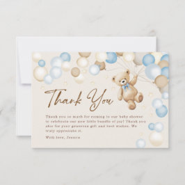 Teddy Bear Boy Baby Shower Bedankkaart