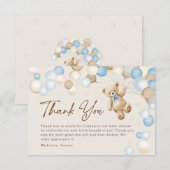 Teddy Bear Boy Baby Shower Bedankkaart (Voorkant / Achterkant)
