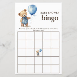 Teddy Bear Boy Baby shower Bingo Spel