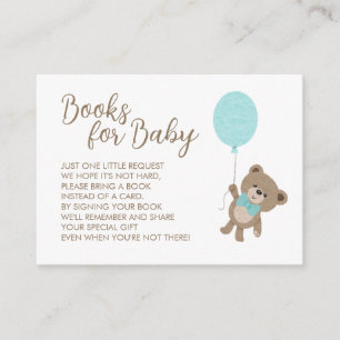 Teddy Bear Boy Baby shower Blue-ballonboeken Informatiekaartje