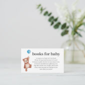 Teddy Bear Boy Baby shower Books for Baby Insert Informatiekaartje (Staand voorkant)