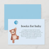 Teddy Bear Boy Baby shower Books for Baby Insert Kaart (Voorkant / Achterkant)