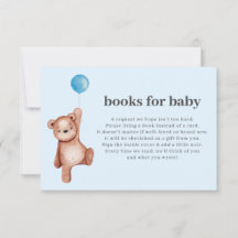 Teddy Bear Boy Baby shower Books for Baby Insert
