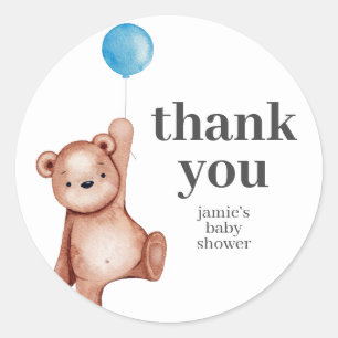 Teddy Bear Boy Baby shower Classic Round Sticker