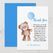 Teddy Bear Boy Baby shower Dank je wel Bedankkaart (Voorkant / Achterkant)