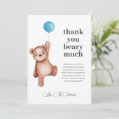 Teddy Bear Boy Baby shower Dank je wel Bedankkaart (Staand voorkant)