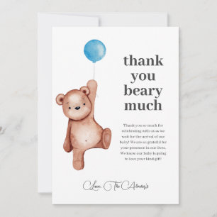 Teddy Bear Boy Baby shower Dank je wel Bedankkaart