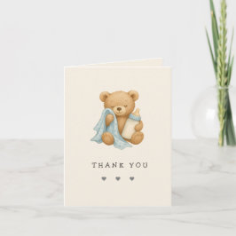 Teddy Bear Boy Baby shower Dank je wel Bedankkaart