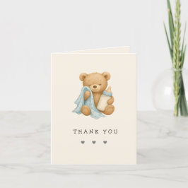 Teddy Bear Boy Baby shower Dank je wel Bedankkaart