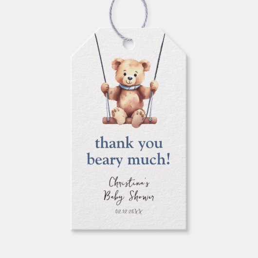 Teddy Bear Boy Baby shower Dank u Cadeaulabel (Voorkant)