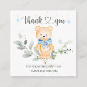 Teddy Bear Boy Baby shower Dank u Informatiekaartje (Voorkant)