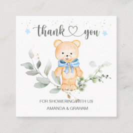 Teddy Bear Boy Baby shower Dank u Informatiekaartje