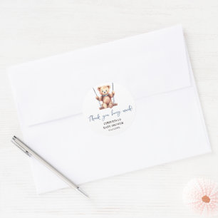 Teddy Bear Boy Baby shower Dank u Ronde Sticker