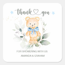 Teddy Bear Boy Baby shower Dank u Sticker